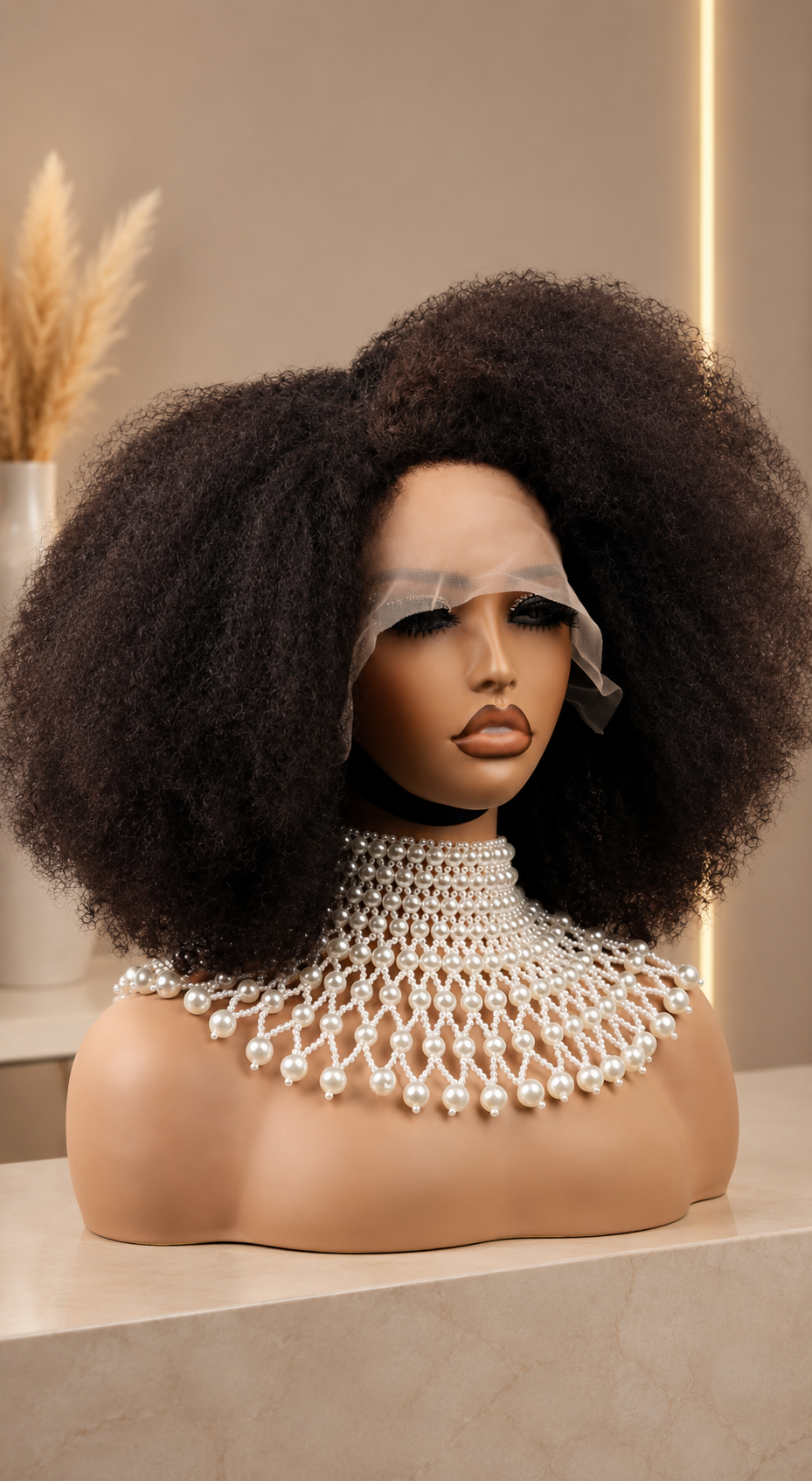 Afro Kinky Straight Lace Front Pruik – Volumineuze Natuurlijke Look