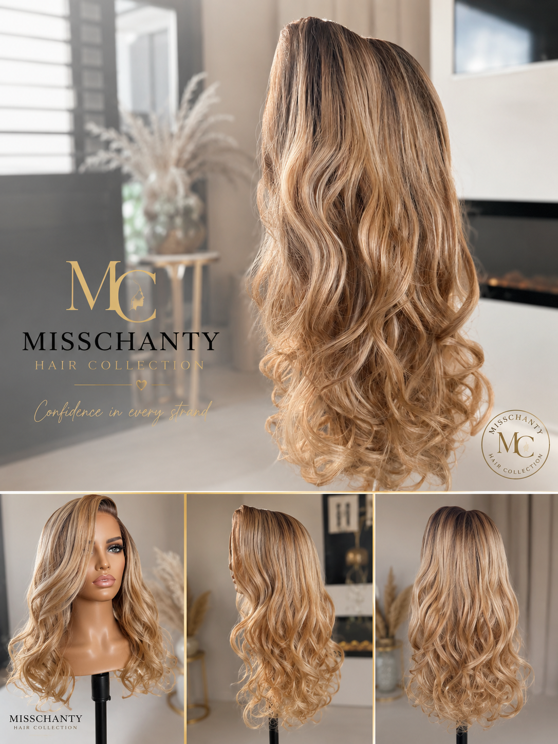 Lace Front Pruik Blonde Balayage Losse Krullen 24 Inch