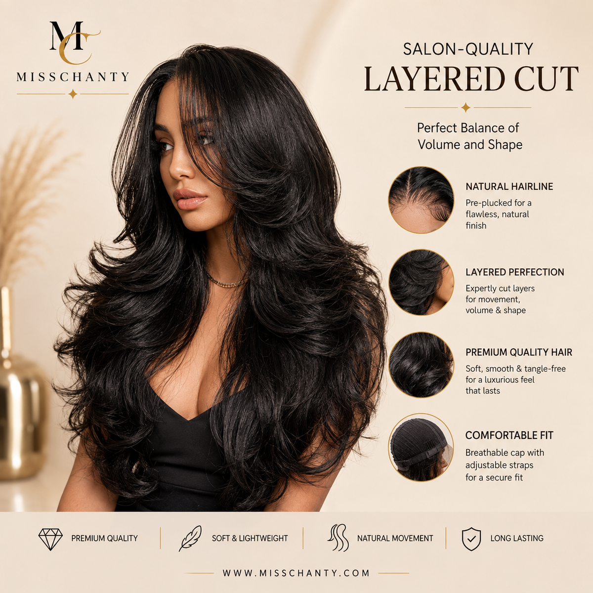 Luxe laagjes Body Wave Lace pruik