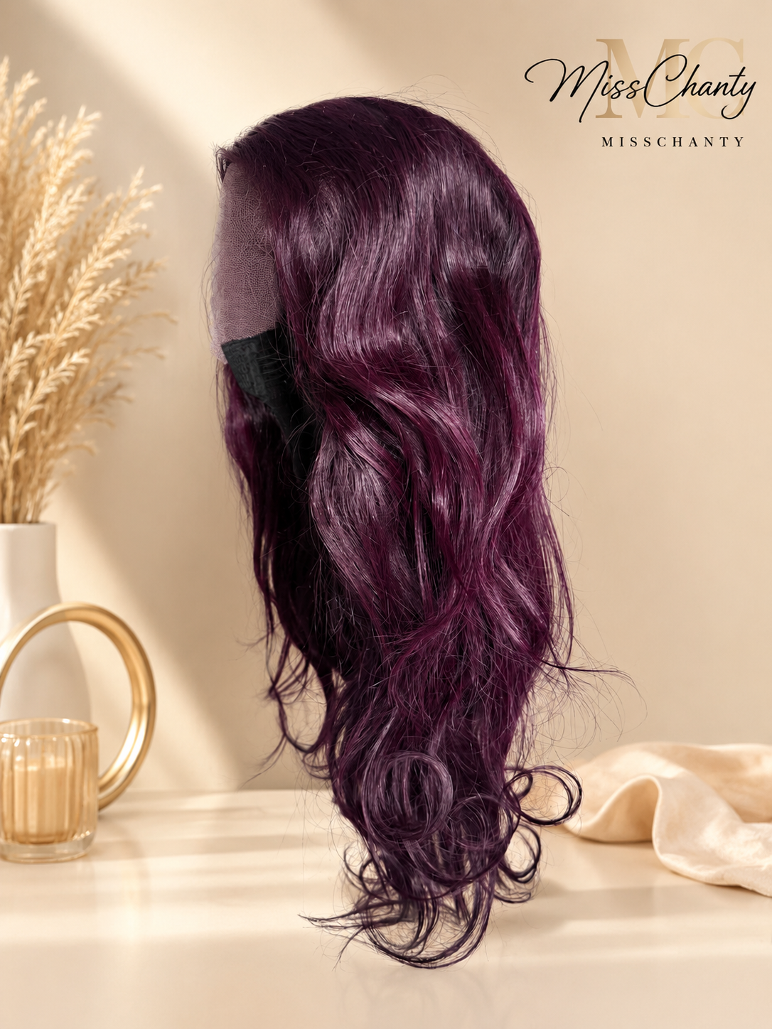 Burgundy gelaagde wave pruik 20 inch